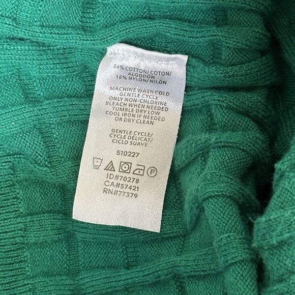 Ann Taylor Womens Y2K Waffle Knit Preppy Sweater Size M Green Old Money Academia - Picture 9 of 9